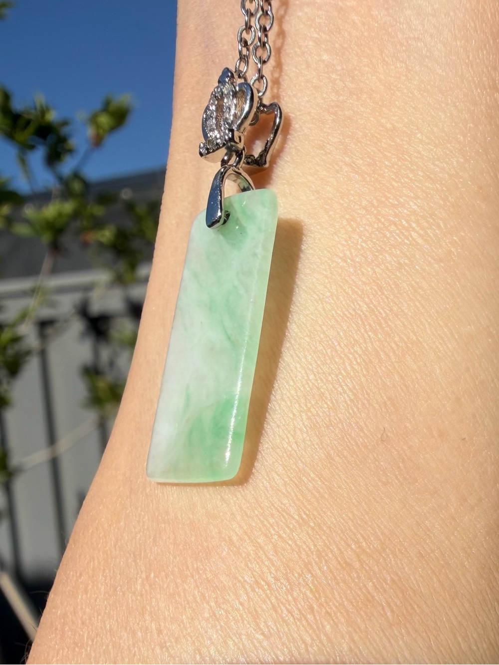 Natural Burmese Jadeite Jade Wusai Pendant – Soft Green & Lavender-White Tones